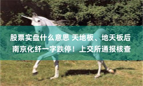 股票实盘什么意思 天地板、地天板后 南京化纤一字跌停！上交所通报核查